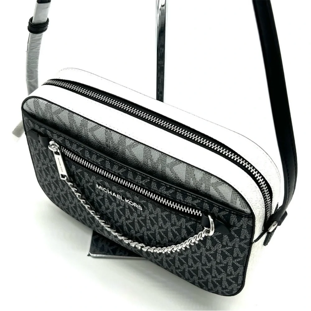 Michael Kors Jet Set Large Signature Logo Crossbody Bag Black Multi